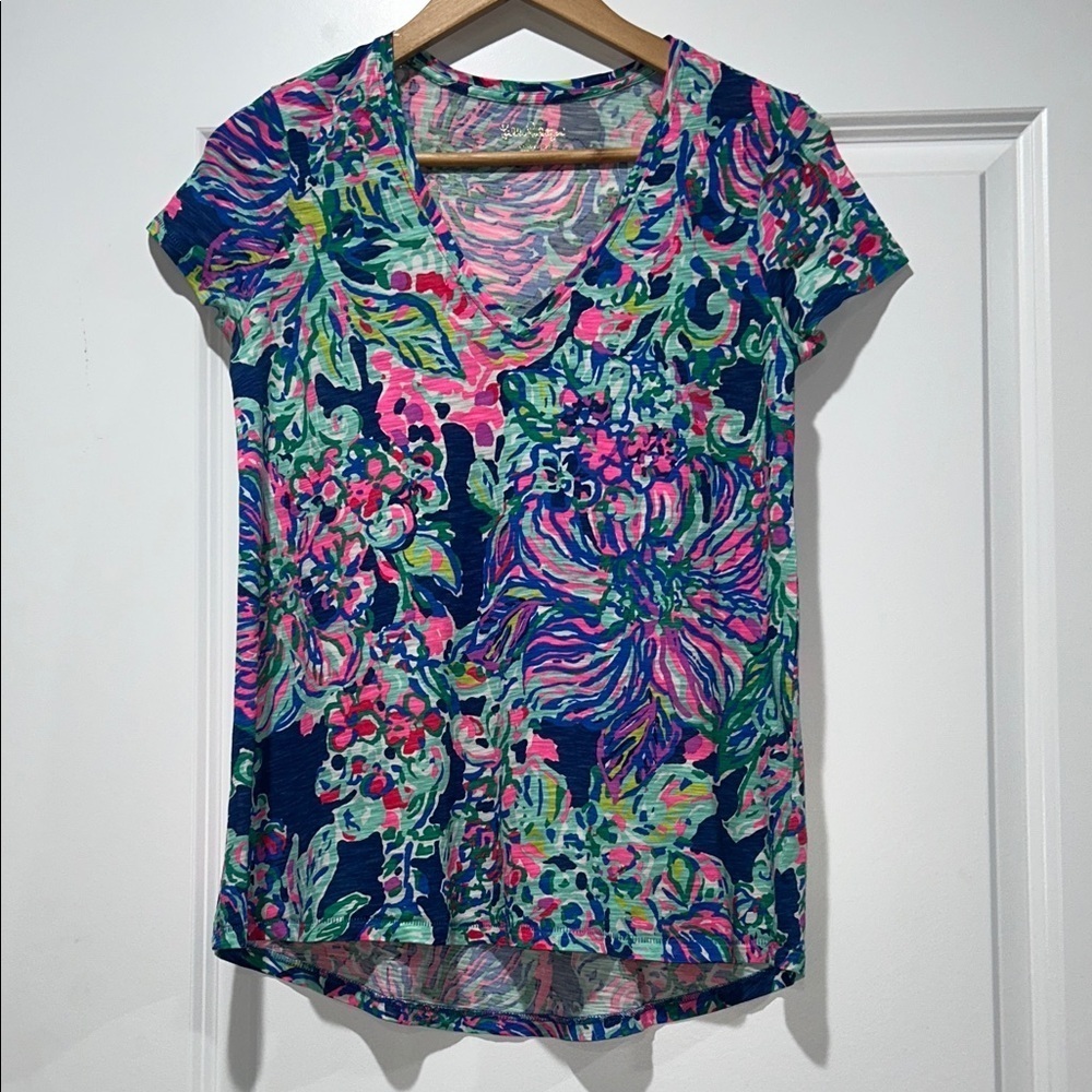 Lilly Pulitzer Multicolor Floral Short Sleeve Tee Size xs